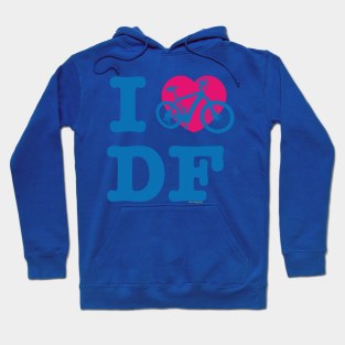 I Love Cycling DF / Yo Amo andar en Bicicleta en el DF Blue Pink / Chilango Pride / Orgullo Chilango Graphic Hoodie